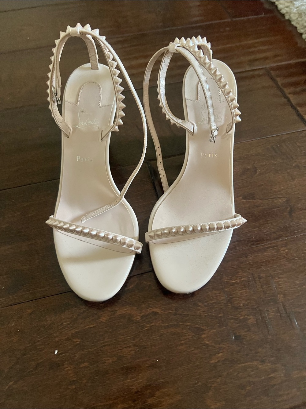 Christian Louboutin So Me Spiked Nude Strappy Women’s Wedge